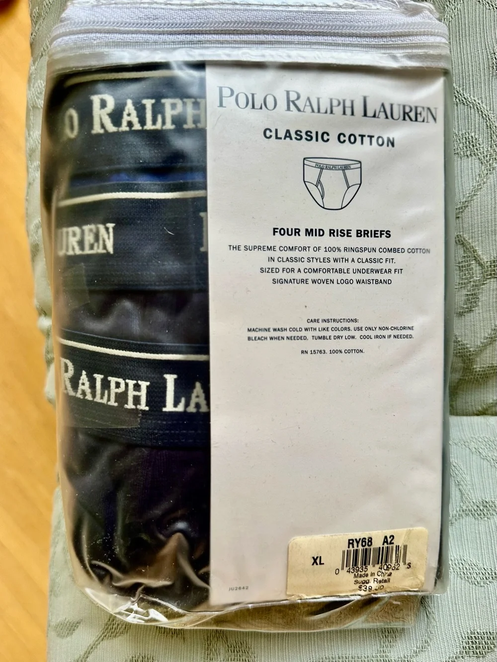 NWT Sealed Polo by Ralph Lauren Classic Cotton Mid-Rise Briefs - Black (4 Pack)